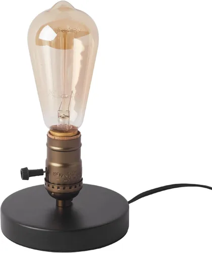 Miniatura 10 de Lámpara de mesa pequeña de madera Edison bombilla regulable lámpara de escritorio E26 60W luz nocturna industrial boho deco para dormitorio, sala