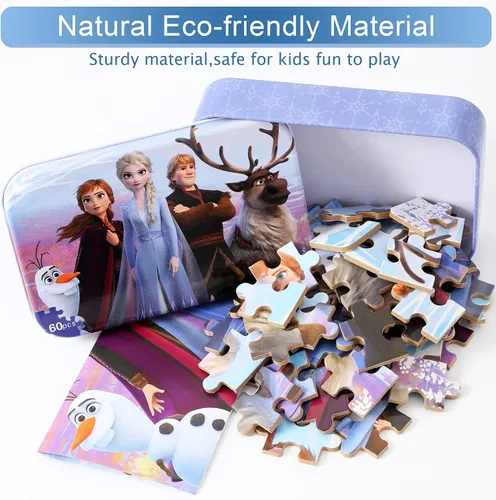 Miniatura 4 de MZZOTOY - Rompecabezas para niños de 4 a 8 años, 60 piezas, para niños de 3 a 5 años, en una caja de metal, rompecabezas educativos para niñas