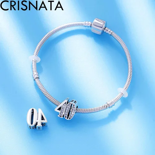 Miniatura 3 de Dijes de cumpleaños de 5, 10 a 50, 52, 55, 56, 60, 65, 70, 75, 80, se adaptan a pulseras de aniversario europeas, dijes de plata de ley 925