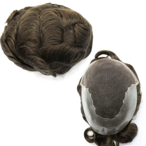 Miniatura 61 de Peluca de repuesto de cabello natural de poliuretano con encaje frontal para hombre (7x9 pulgadas, densidad de luz, 1B40# negro natural con 40% gris)