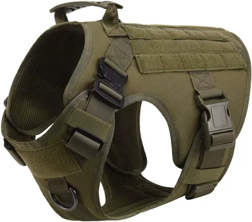 Miniatura 3 de Chaleco de servicio para perros de entrenamiento, caza, Molle, de nailon resistente al agua, ajustable, cómodo, K9, arnés táctico para perro con asa