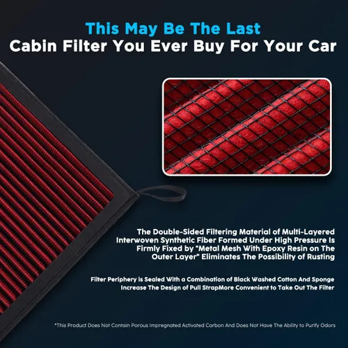 Miniatura 3 de HANN&CO Filtro de aire de cabina lavable y reutilizable de alto flujo, vida útil de más de 15 años, adecuado para Toyota; Lexus; Subaru; Land Rover