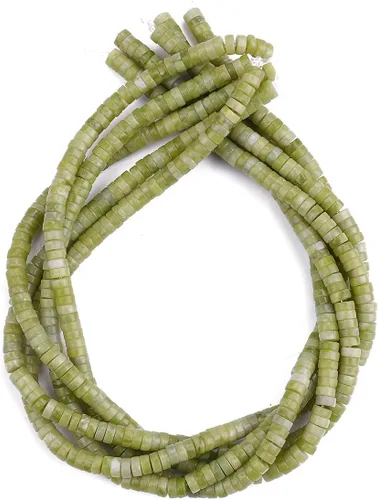 Miniatura 4 de BEADIA Cuentas Espaciadoras de Jade Natural de Taiwán con Tapas, Cuentas Semipreciosas Sueltas para Hacer Joyas, 6mmx3mm, 38cm Jade de Taiwán