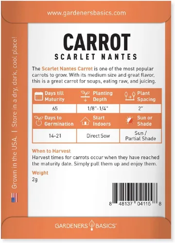Miniatura 2 de Semillas de zanahoria para plantar - Scarlet Nantes - es una gran variedad de verduras no transgénicas, 0.07 onzas de semillas ideales