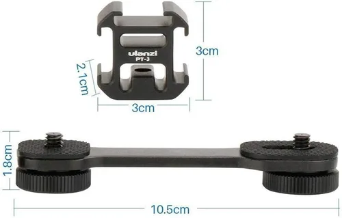 Miniatura 13 de ULANZI PT-3 Adaptador de montaje de zapata fría triple de aluminio para cardán (DJI Osmo Mobile 2/3, Zhiyun, Feiyutech), barra de extensión