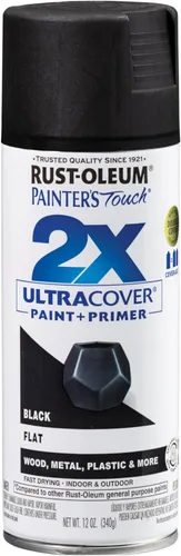 Rust-Oleum 334020 Painter's Touch 2X Ultra Cover - Pintura en aerosol, 12 oz, negro plano Negro (Flat Black)