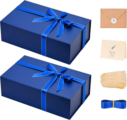 Miniatura 37 de LIFELUM Caja de regalo de 13.5 x 10 x 4 pulgadas, caja de regalo grande con tapas magnéticas, cajas de regalo negras para regalos de graduación