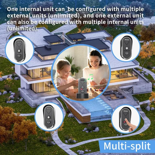 Miniatura 5 de Timbre inalámbrico con intercomunicador de voz de altavoz, intercomunicador de conversación bidireccional con 3 canales, volumen de 3 niveles