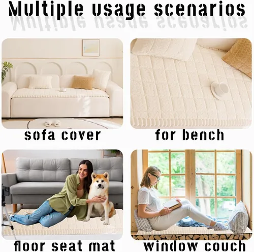 Miniatura 6 de Mitid Funda de sofá mullida para mascotas, fundas de sofá para perros, lavable, antideslizante, protector de cojín, apto para mascotas