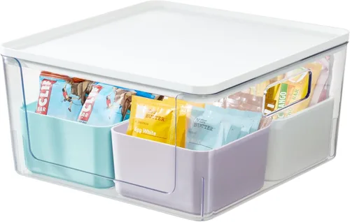Miniatura 7 de Rosanna Pansino x iDesign - Contenedores de almacenamiento de plástico reciclado para cocina, incluye 1 contenedor grande con tapa y 2 cubos