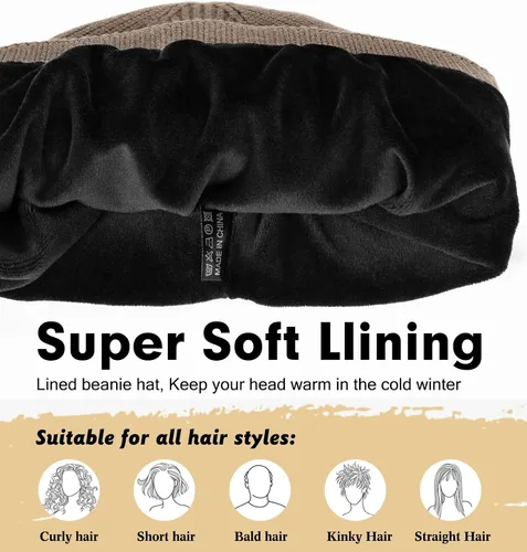 Miniatura 2 de Wmcaps Gorro de invierno para hombres y mujeres, gorro de punto suave y cálido con forro polar