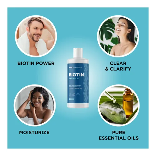 Miniatura 7 de Champú de biotina sin sulfato y suero para el crecimiento del cabello, champú y suero vegano espesante con aceites de ricino y romero para cabello