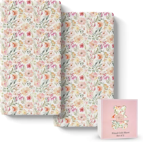 Miniatura 6 de Sábanas para cuna para bebé niña Ropa de cama floral ultrasuave para colchón de cuna y camas de niños pequeños – Sábana bajera ultra suave