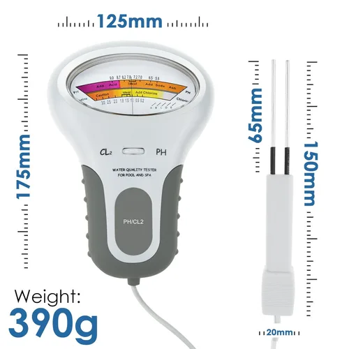 Miniatura 8 de Probador de calidad de agua 2 en 1 de doble escala de pH y nivel de cloro CL2 medidor para piscina, hidroponía, piscinas, spas, monitor de análisis