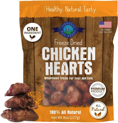 Miniatura 12 de Shepherd Boy Farms Golosinas liofilizadas para perros y gatos, corazón de pato, golosinas y aperitivos naturales liofilizados para perros