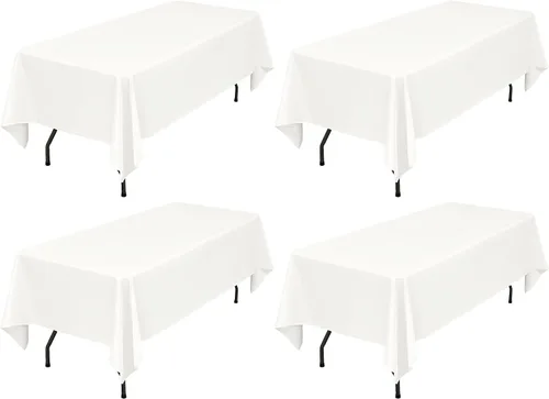 Miniatura 74 de Showgeous Paquete de 4 manteles rectangulares de poliéster de 60 x 102 pulgadas, resistentes a las arrugas, lavables, para bodas, mesas de comedor