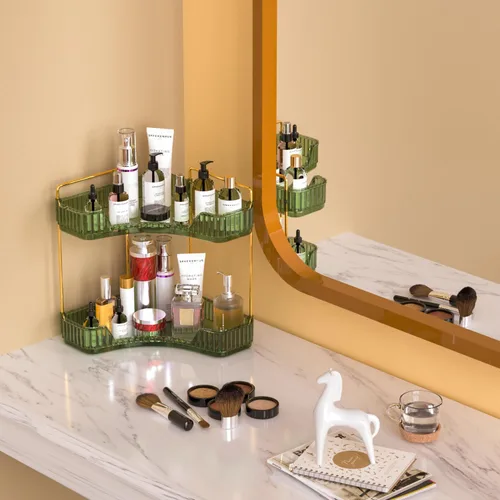 Miniatura 7 de GTI Organizador de 2 niveles para encimera de baño, organizador de esquina multifuncional para encimera de baño, organizador de maquillaje y perfume