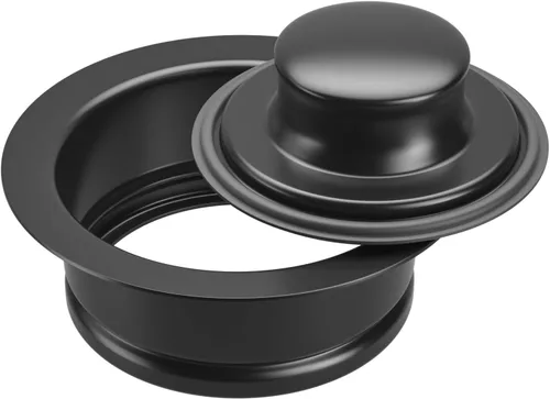 Brida de eliminación de basura y tapón de fregadero, apto para drenaje de fregadero estándar de acero inoxidable de 3-1/2 pulgadas (negro mate)