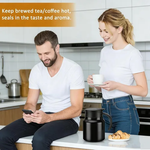 Miniatura 2 de Jarra térmica de café de 34 onzas, olla de té de acero inoxidable 316, jarra de café al vacío de doble pared retención de calor y frío sin BPA