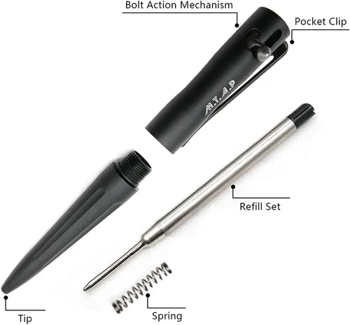 Miniatura 5 de Cool Hand Bolígrafo táctico EDC de 4.3 pulgadas con logotipo MTAP, barril de aluminio de tamaño compacto, tinta recargable, bolígrafo de escritura