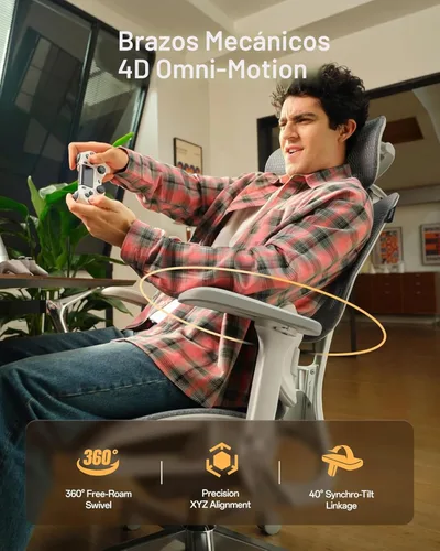 Miniatura 7 de Hbada E3 Air 2026 Silla de oficina ergonómica, soporte lumbar de 3 zonas, cómoda silla de oficina en casa con reclinación automática, reposacabezas