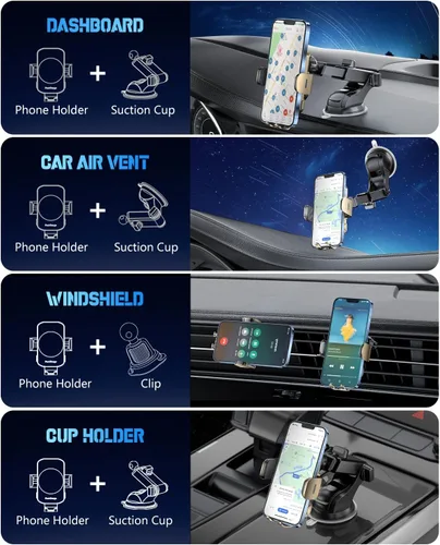 Miniatura 3 de Soporte inalámbrico 3 en 1 para cargador de automóvil, soporte de teléfono de carga rápida de 15 W para iPhone 17 16 15 14, Samsung Galaxy S24 S23
