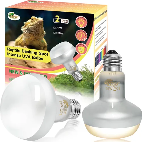 Miniatura 10 de Paquete de 2 bombillas incandescentes de luz solar simulada de 75 W para dragones barbudos, geckos, iguanas, lagartos, anfibios y mascotas pequeñas