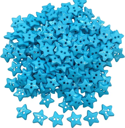 Miniatura 9 de Queenbox 30 botones de estrella de cinco puntas de 0.59 pulgadas con 2 agujeros, botones de costura de resina para tejer, manualidades, costura