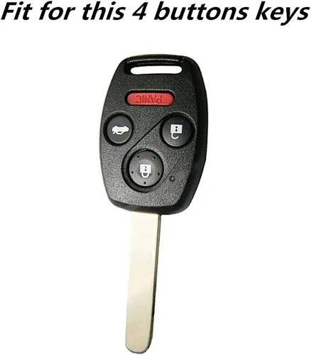 Miniatura 6 de Cuero para Honda Accord Crosstour CR-V Civic Pilot Element Soporte de llave de 4 botones Funda para llavero Cadena (Marrón)