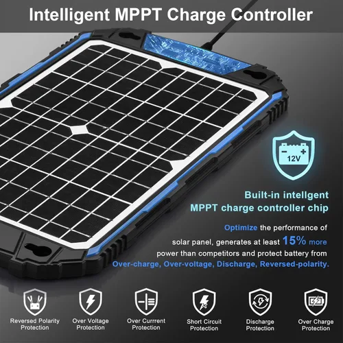 Miniatura 2 de SUNER POWER Cargador de batería solar impermeable de 12 W 12 V y mantenedor Pro, controlador de carga MPPT UltraSmart integrado, kit de carga