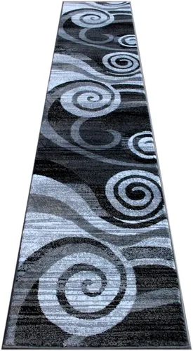 Miniatura 13 de Masada Rugs, Stephanie Collection 1103 - Alfombra de área moderna y contemporánea, color rojo, gris y blanco (2 pies 4 pulgadas x 11 pies), largo