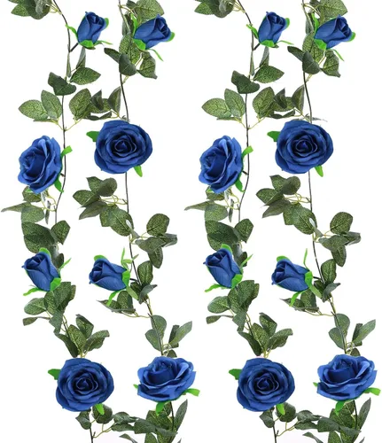 Miniatura 8 de Felice Arts Paquete de 2 guirnaldas de rosas artificiales color blanco crema de 6.5 pies cada guirnalda de rosas artificiales colgantes para arco