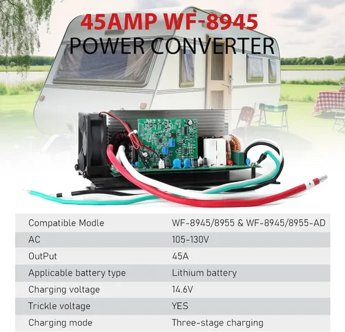 Miniatura 2 de SUPLIFE WF-8945-MBA para batería de litio, compatible con WF-8945-MBA, WF-8955-AD-MBA, carga inteligente de tres etapas de 14.6V, convertidor de 45