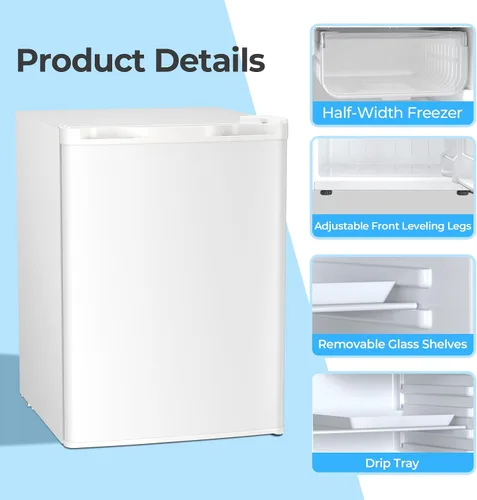 Miniatura 5 de Antarctic Star - Minirefrigerador de 2.56 pies cúbicos con congelador, pequeños refrigeradores con termostato ajustable, bajo nivel de ruido, ahorro