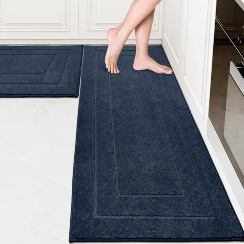 Miniatura 35 de PURRUGS Juego de 2 alfombras de cocina lavables a máquina (24 x 35.5 + 24 x 59 pulgadas), alfombras de pasillo de cocina antideslizantes y Marrón