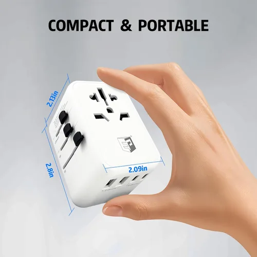 Miniatura 4 de EP Adaptador de viaje internacional de 65 W, toma de corriente universal con 3 puertos USB-C y 2 puertos USB-A, adaptador de enchufe mundial