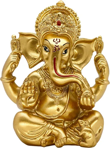 Miniatura 10 de alikiki Dios hindú Señor Ganesha Idol Estatua de Dios indio Ganesh Escultura India Templo Mandir Pooja Artículo Regalo de regreso de boda india Oro