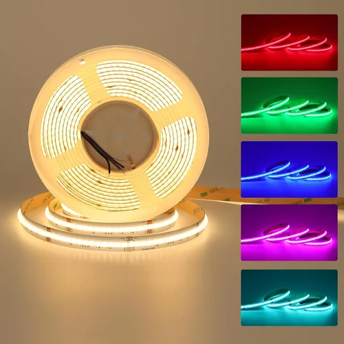 Miniatura 18 de JOYLIT Tira de luces LED COB RGBW de 32.8 pies, 24 V para interiores, RGB 3000 K, blanco cálido, 4 en 1, cinta LED sin puntos que cambia