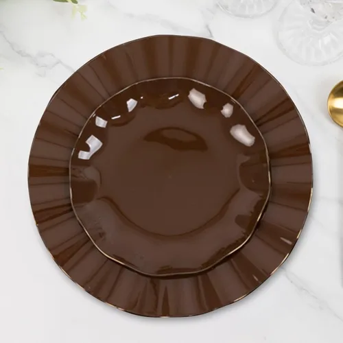 Miniatura 39 de Efavormart - Platos de cena de 11 pulgadas – Juego de 10 platos desechables redondos de plástico negro con borde dorado rizado – Vajilla elegante