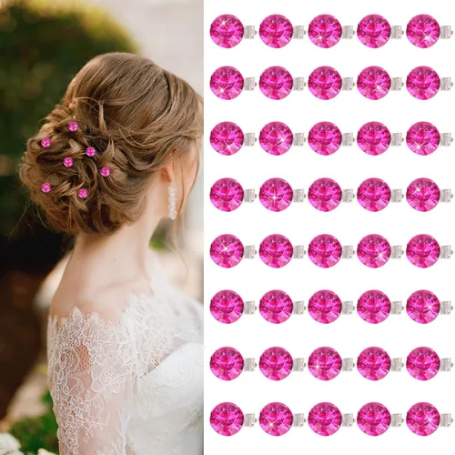 YISSION Mini accesorios para el cabello con diamantes de imitación, 40 horquillas de cristal brillante y pequeños pasadores decorativos para bodas,