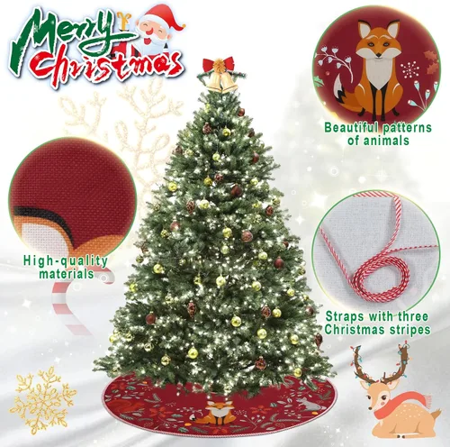 Miniatura 5 de Falda de árbol de Navidad de 36 pulgadas, animales del bosque, decoración de falda de árbol de Navidad para casa de campo, rústico, Navidad