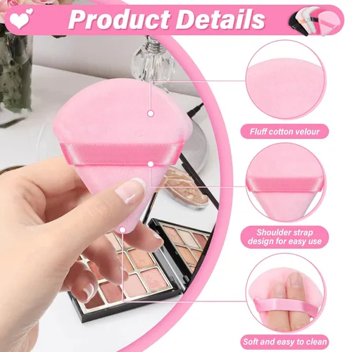 Miniatura 2 de Caffox 60 esponjas de polvo para polvo facial, soplo de polvo triangular para polvo fijador, soplos de maquillaje para polvo suelto y polvo
