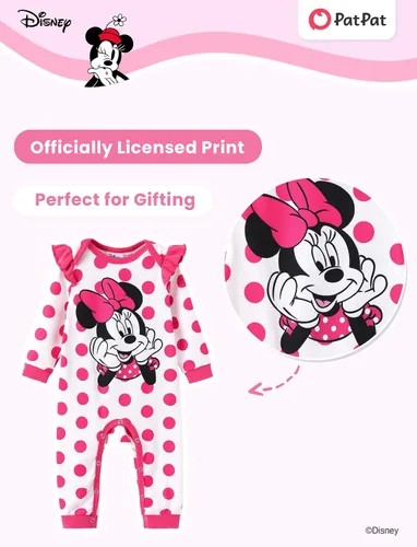 Miniatura 26 de Disney Stitch Princess Cenicienta Ariel Minnie Winnie Baby Girls - Mameluco de manga larga con volantes para recién nacidos y niños pequeños