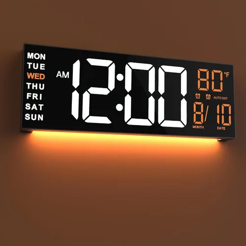 Miniatura 10 de JALL Reloj digital grande de montaje en pared de 16 pulgadas, temporizador de cuenta atrás, alarma, LED grande, color RGB, DST, temperatura