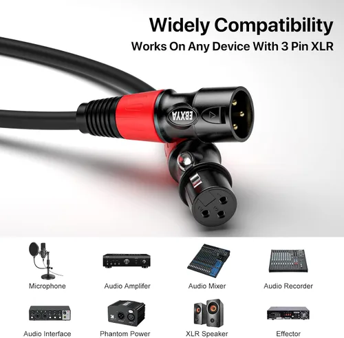 Miniatura 3 de EBXYA XLR Cables 15 pies - XLR macho a hembra para micrófono mezclador de audio, 10 paquetes