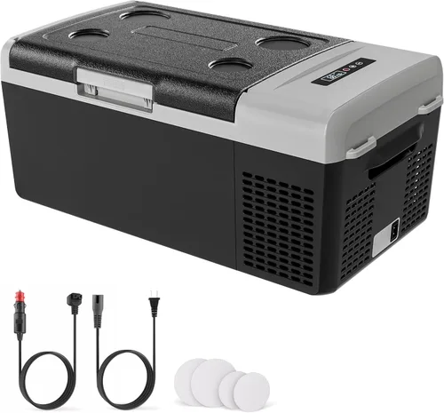 EKOJUCE 12 Volt Refrigerator Portable Fridge - 16 Quart(15L) Electric Cooler Compressor fridge -4℉-68℉, 12/24V DC & 100-240V AC Car Refrigerator for