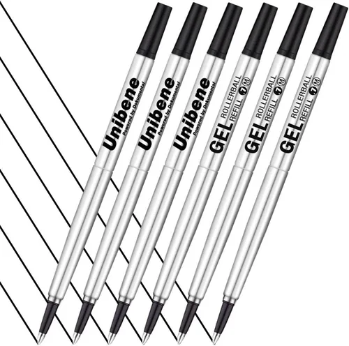 Miniatura 6 de Unibene Parker - Recambio compatible con Rollerball, 6 unidades, punta media de 0.028 in, color negro, escritura suave, repuesto de tinta de gel