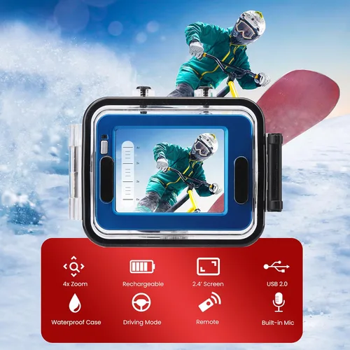 Miniatura 3 de Sound Around Gear Pro Sports Action Camera - Mini videocámara HD 1080P con cámara de 12 MP, pantalla táctil de 2.4 pulgadas, tarjeta USB SD HDMI