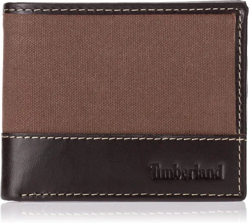 Miniatura 18 de Timberland Cartera de lona de cuero Baseline para hombre con bolsillo abatible adjunto