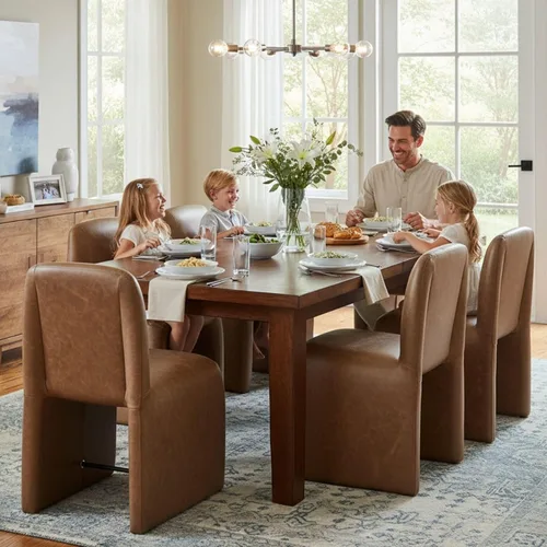 Miniatura 20 de Hyfirm Juego de 2 sillas de comedor tapizadas negras, sillas escandinavas Parsons sin brazos de tela Boucle con cojín de asiento de felpa